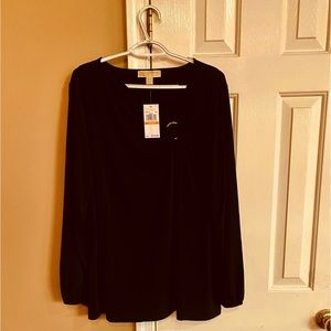 MICHAEL KORS   Gorgeous Classy Detailed Black Top . Size 3X.